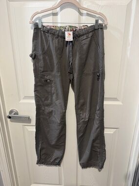 Women’s Gray Cargo Jogger Pants with Drawstring Waist